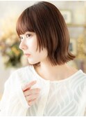 ぱっつん前髪ウルフミディアムくびレイヤーc7上尾20代30代40代