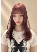 レイヤーカット ケアブリーチ ピンクベージュ