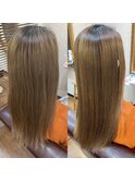 美髪　酸性ストレート　縮毛矯正　ブリーチ毛ロング