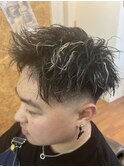 ホワイトメッシュ×ツイストパーマ