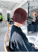 ブリーチなしレッドカラー×ボブ