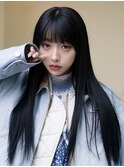 【泓田】黒髪ぱっつんストレートブルーブラック髪質改善