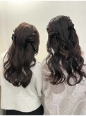 ねじりツインハーフアップ