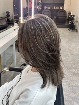 ブレンド 渋谷(BLend) ホワイトグレージュミニウルフデジタルパーマチェリーブラウン