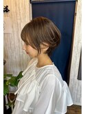 襟足スッキリショート×オリーブカラー