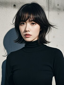 ショートボブシースルーマッシュウルフカットショートヘアボブ