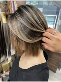 #バレイヤージュ#グレージュカラー#ボブウルフ#ココアベージュ