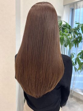 ポジ(poji) ピンクベージュ　艶髪　韓国風　髪質改善　顔まわり　顔周り