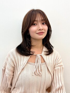 ノク 渋谷(nok) 韓国オリーブカラーオリーブベージュ顔まわりレイヤー前髪パーマ