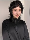 デジタルパーマレイヤーカット顔周り前髪ミディアムロング/渋谷