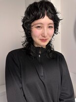 フィルムス 渋谷(FILMS)&nbsp;デジタルパーマレイヤーカット顔周り前髪ミディアムロング/渋谷