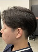 フェザーパーマ/グレーブルーカラー/刈り上げショートパンク