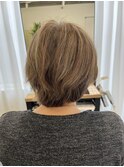 白髪ぼかしグレージュハイライト ショートレイヤー