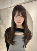 姫カットレイヤー/マロンベージュ/くすみベージュ