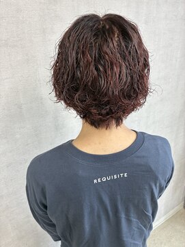 トリコ(ToricO) ボブ×パーマ　オレンジブラウン　ピンクブラウン　ワインレッド