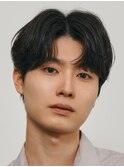 メンズセンターパート七三分けパートニュアンスパーマ刈り上げ