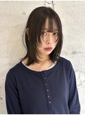 【YOKE】オリーブブラウンくびれミディアムレイヤー顔周り前髪