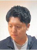 ナチュラルアップバング×ビジネスパーマショート