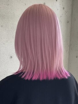プネル(punel) ペールピンク　裾カラー　エンドカラー　ケアブリーチ　原宿