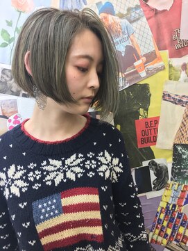 トロニー(TLONY) TLONY渋谷hori大人気カーキグレー ミニボブ