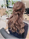 編み込みハーフアップ