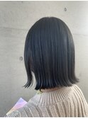 切りっぱなし外ハネボブ 暗髪黒髪アッシュグレー透明感