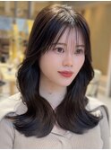 (韓国風ヘア/くびれヘア/レイヤー/前髪/サイドバング/小顔)