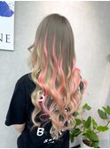 #エクステ#プルエクステ#ギャル#ハイライト#ピンク