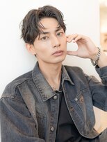 アッシュブラック/マッシュパーマ/刈り上げ/ツーブロック