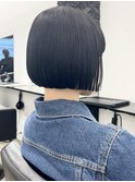 黒髪小顔クラゲヘアーオリーブグレーココアベージュボブ