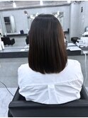 黒髪/グレーベージュ/レイヤーロング/前髪パーマ/銀座/東銀座
