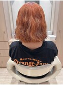 アプリコットカラー外ハネ切りっぱなし結べるボブ絶壁アラフォー