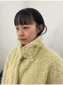 顔周り レイヤーオリーブグレージュハンサムショート 前髪なし