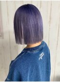 ラベンダーカラー 切りっぱなしボブ ブリーチ ダブルカラー 美髪