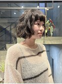 【田中結】前上がりボブ　ニュアンスパーマ