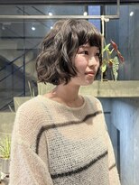【田中結】前上がりボブ　ニュアンスパーマ