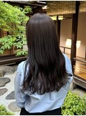 暗髪カラーグレージュ×巻き髪ロング20代30代40代