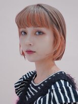 プネル(punel)&nbsp;アプリコットオレンジ　レイヤーボブ　韓国ヘア　ケアブリーチ