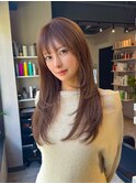 モカベージュ 透明感カラー 前髪 レイヤーカットTOMOKI