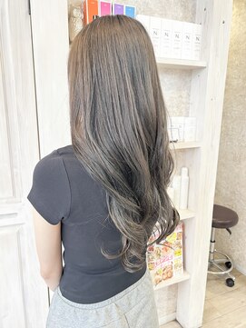 キャアリー(Caary) 福山Caary人気艶髪巻き髪ロングヘア寒色グレージュ透明感カラー