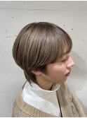 メンズハイトーン/マッシュウルフ/ミルクティーベージュ/グレー