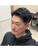 刈り上げツーブロックアップバングショート七三セットフェード