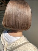 前髪マチルダボブピンクベージュインナーグレージュ韓国ボブ