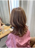 20代30代40代ブルーカラーロングウルフ毛先パーマ耳掛け美肌