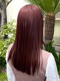 ピンクバイオレッド 暖色系カラー ロングヘア