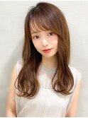 デジタルパーマ前髪パーマ韓国くびれミディアムチェリーブラウン