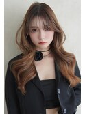 韓国風くびれレイヤーカット×グレージュ×透明感ブラウン川又