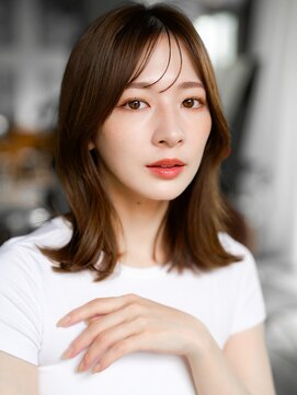 レノラ 本町(LENORA) ◯ぱっつん前髪流し前髪鎖骨ミディアムボブ耳かけボブパーマ小顔