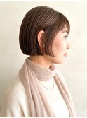 春のイメチェン◎透明感ベージュ切りっぱなしボブ