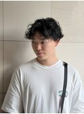 大人男子シャドウパーマ×無造作センターパート